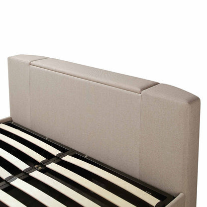 Lit TV ottoman en tissu Wilton Warm Stone