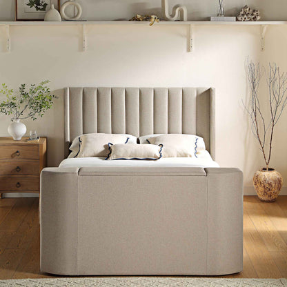 Lit TV ottoman en tissu Wilton Warm Stone