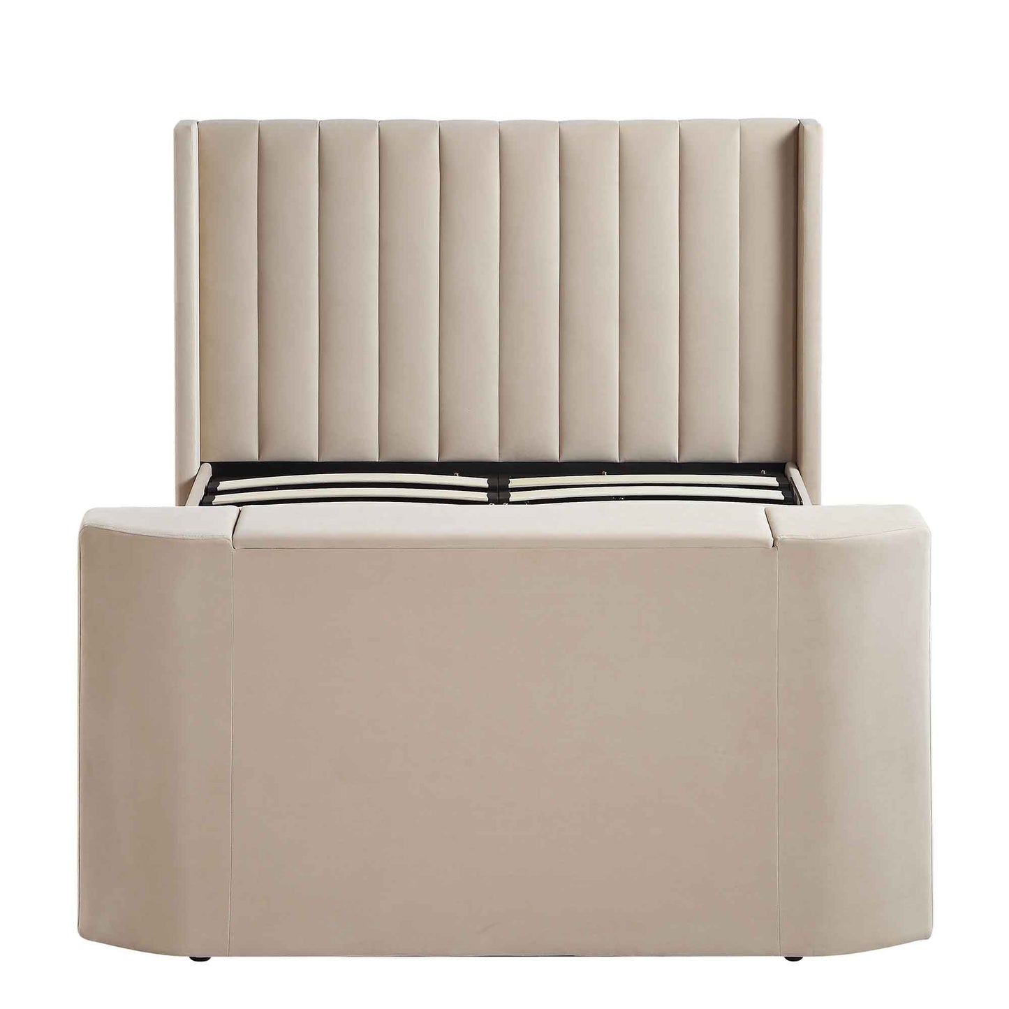 Lit TV ottoman en velours champagne Wilton
