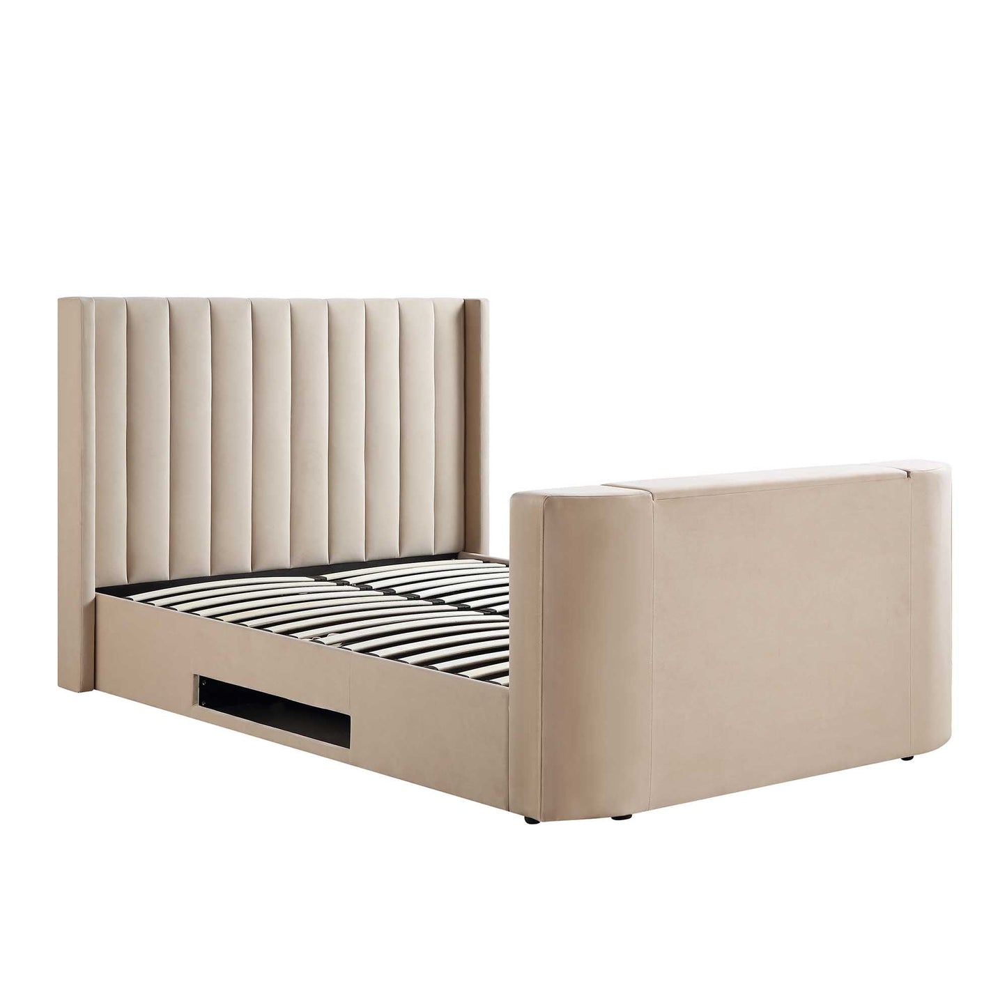 Lit TV ottoman en velours champagne Wilton