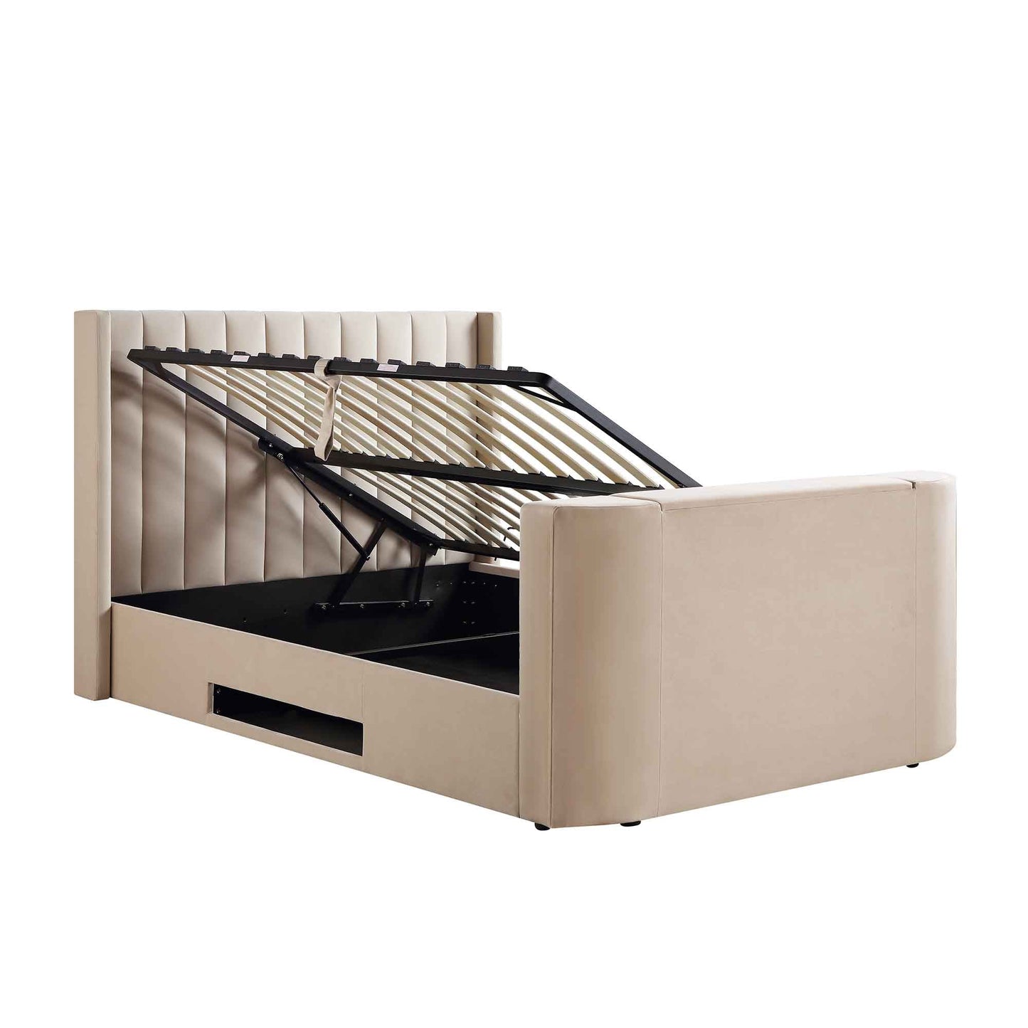 Lit TV ottoman en velours champagne Wilton