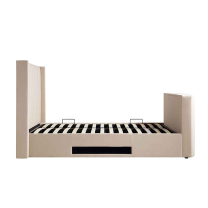 Lit TV ottoman en velours champagne Wilton