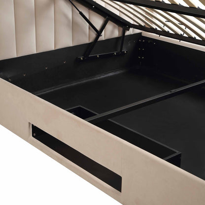 Lit TV ottoman en velours champagne Wilton