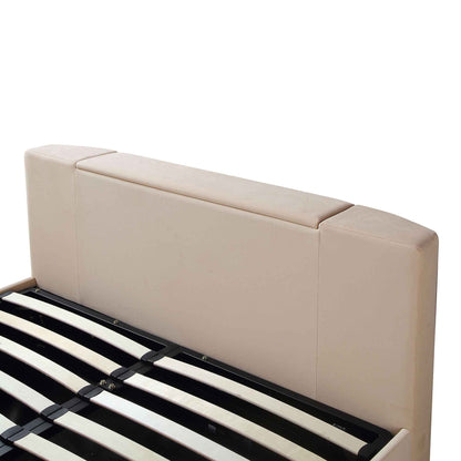 Lit TV ottoman en velours champagne Wilton