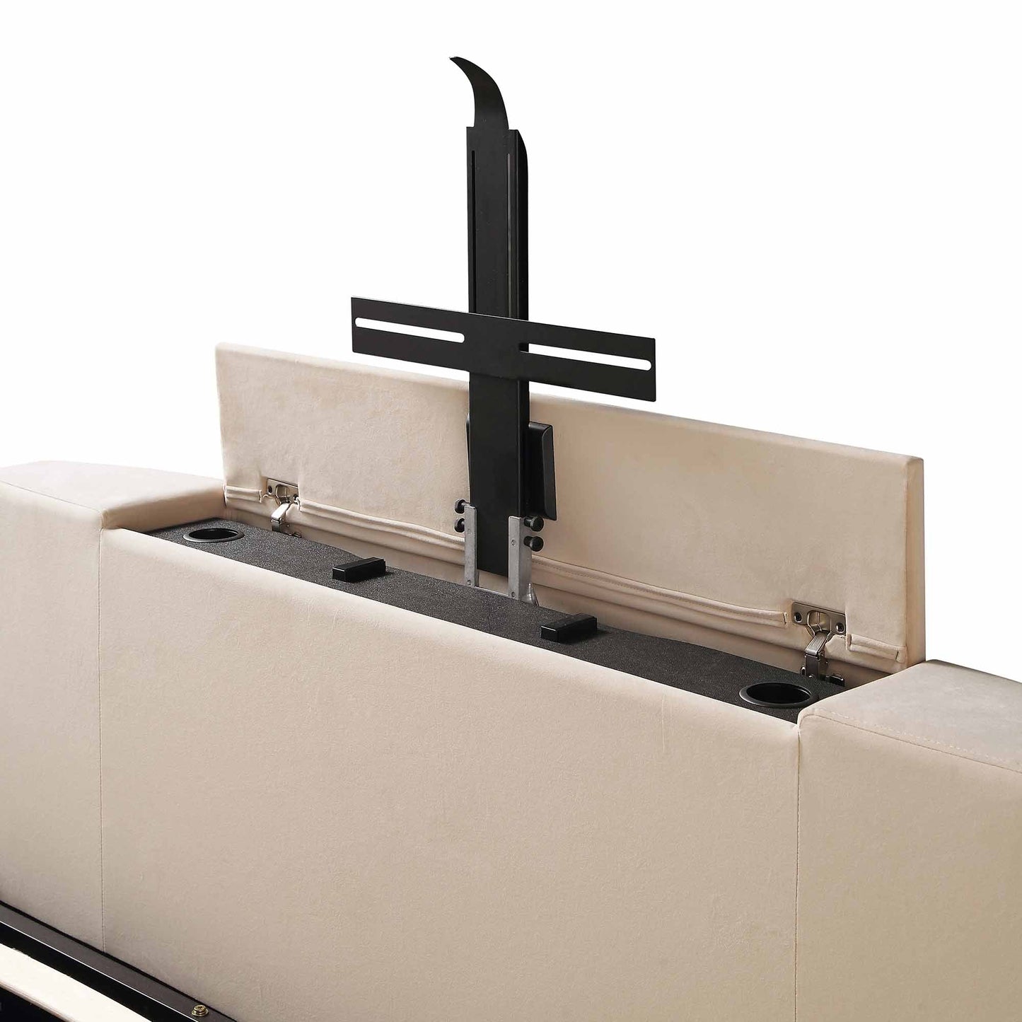 Lit TV ottoman en velours champagne Wilton