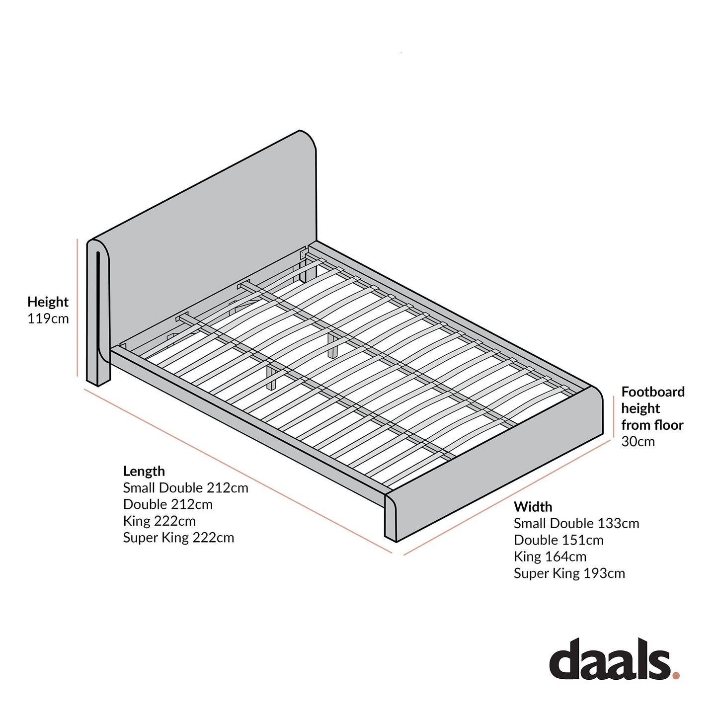 Lit incurvé Hampstead Ecru Boucle