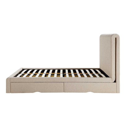 Lit incurvé Hampstead Taupe Boucle avec rangement à 4 tiroirs