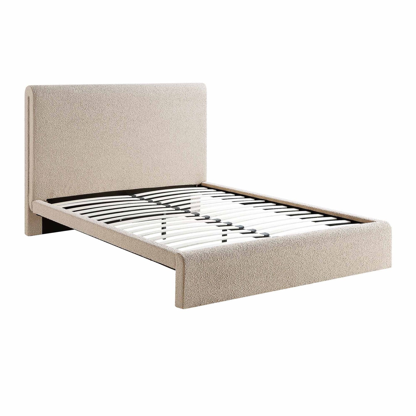 Lit incurvé Hampstead Taupe Boucle