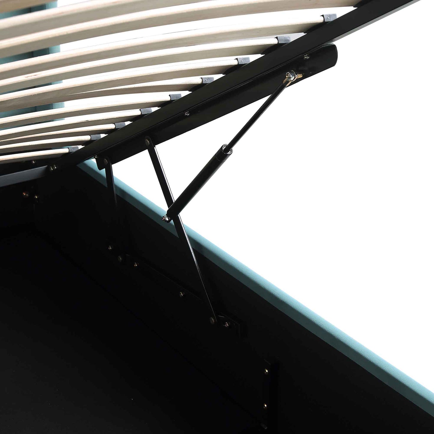 Lit de rangement ottoman en velours bleu écume de mer Wilton