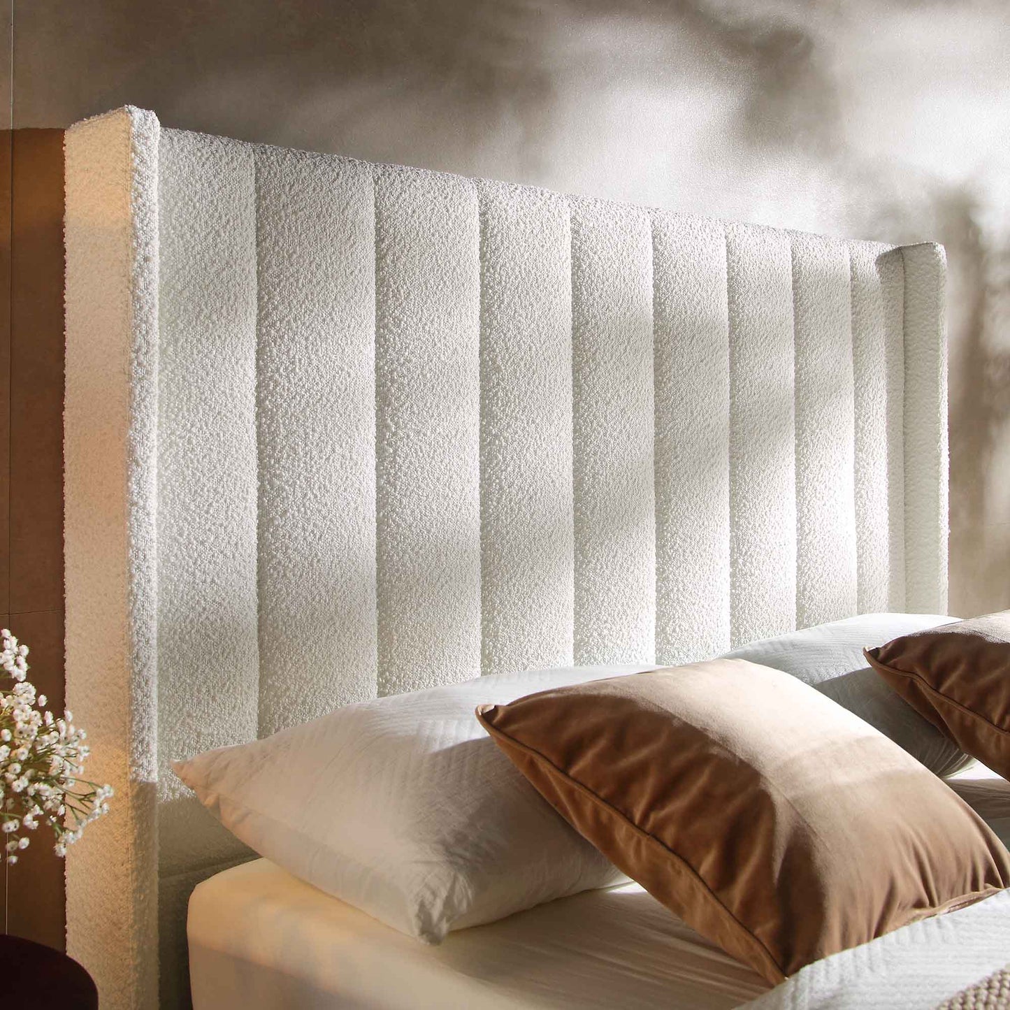 Lit de rangement ottoman Wilton White Boucle