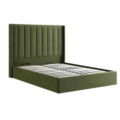 Lit coffre ottoman en velours vert mousse Wilton