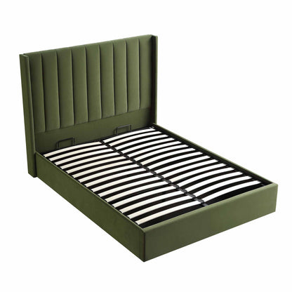Lit coffre ottoman en velours vert mousse Wilton