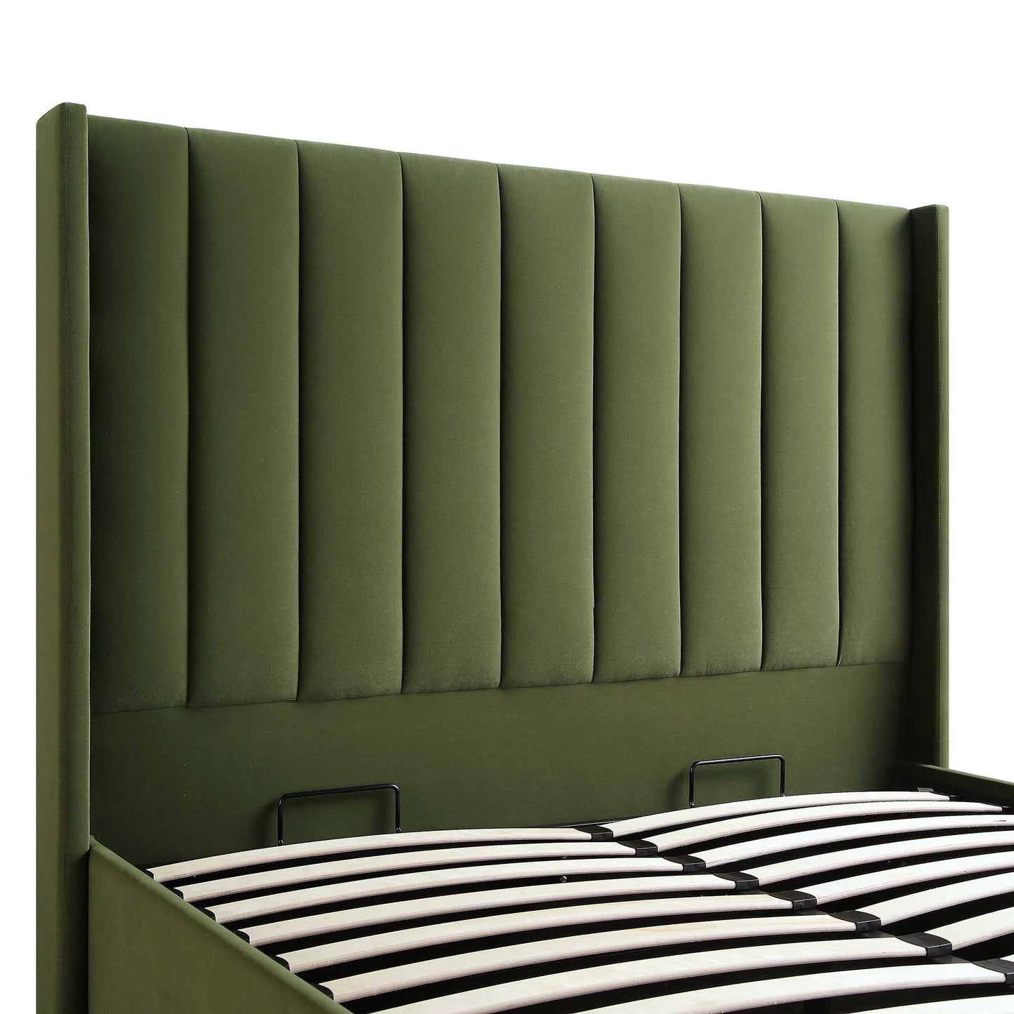 Lit coffre ottoman en velours vert mousse Wilton
