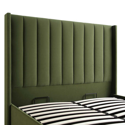 Lit coffre ottoman en velours vert mousse Wilton