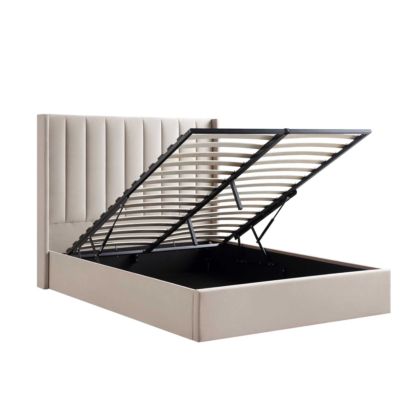 Lit de rangement ottoman en velours champagne Wilton