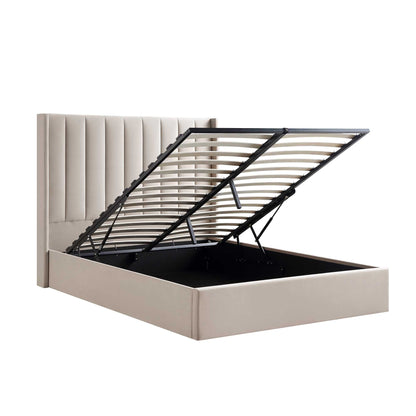 Lit de rangement ottoman en velours champagne Wilton