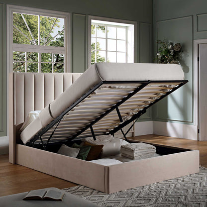 Lit de rangement ottoman en velours champagne Wilton