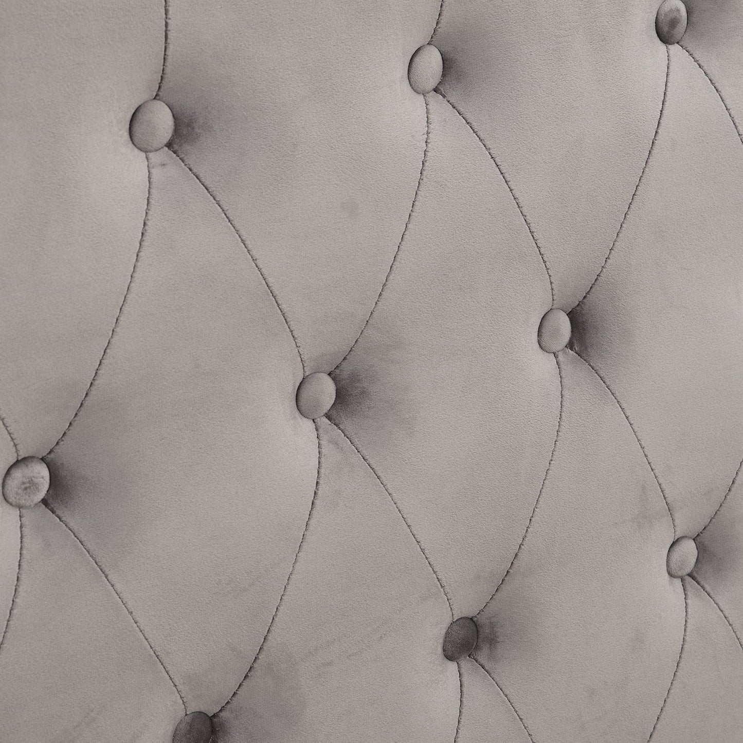 Lit ottoman rembourré Hartwell avec tête de lit profondément boutonnée (velours gris)