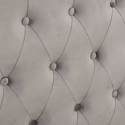 Lit ottoman rembourré Hartwell avec tête de lit profondément boutonnée (velours gris)