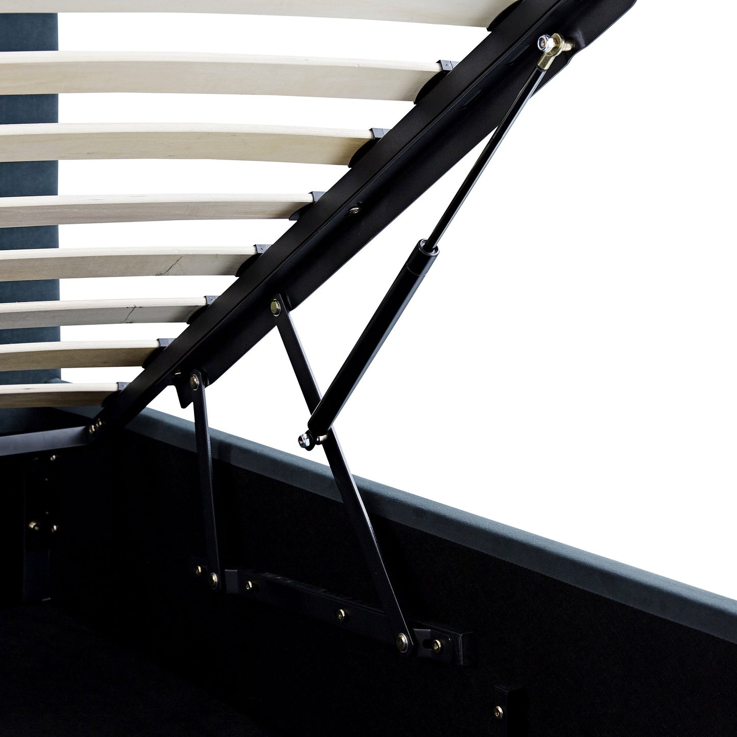 Lit coffre ottoman Hana, velours bleu égéen