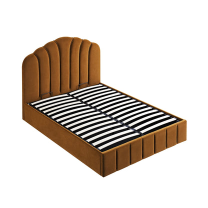 Lit coffre ottoman Hana, velours cannelle