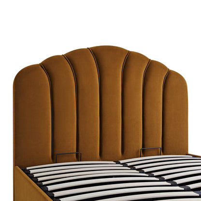 Lit coffre ottoman Hana, velours cannelle