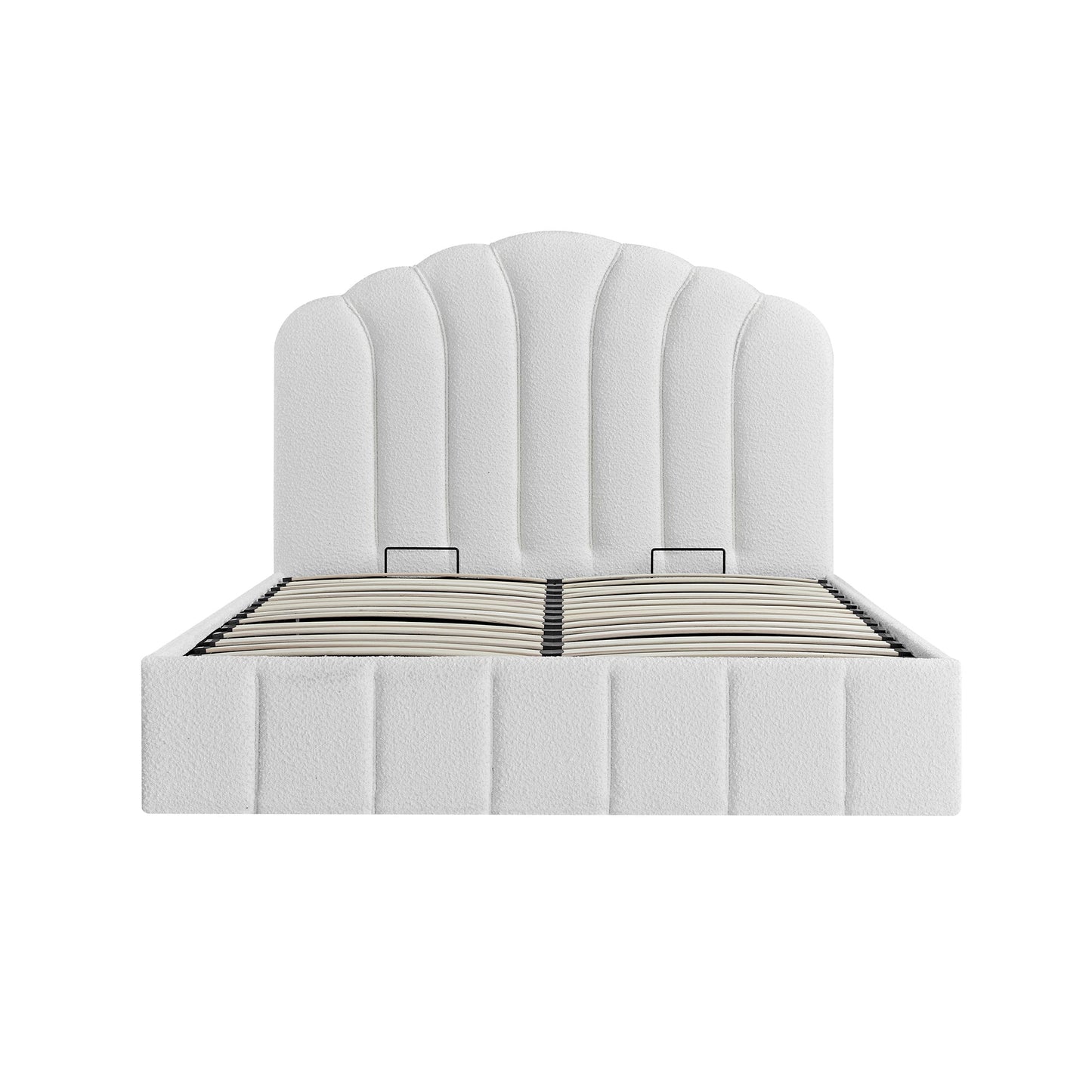 Lit coffre ottoman Hana, boucle écrue