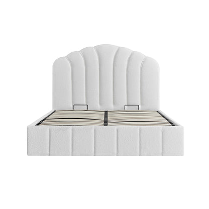 Lit coffre ottoman Hana, boucle écrue