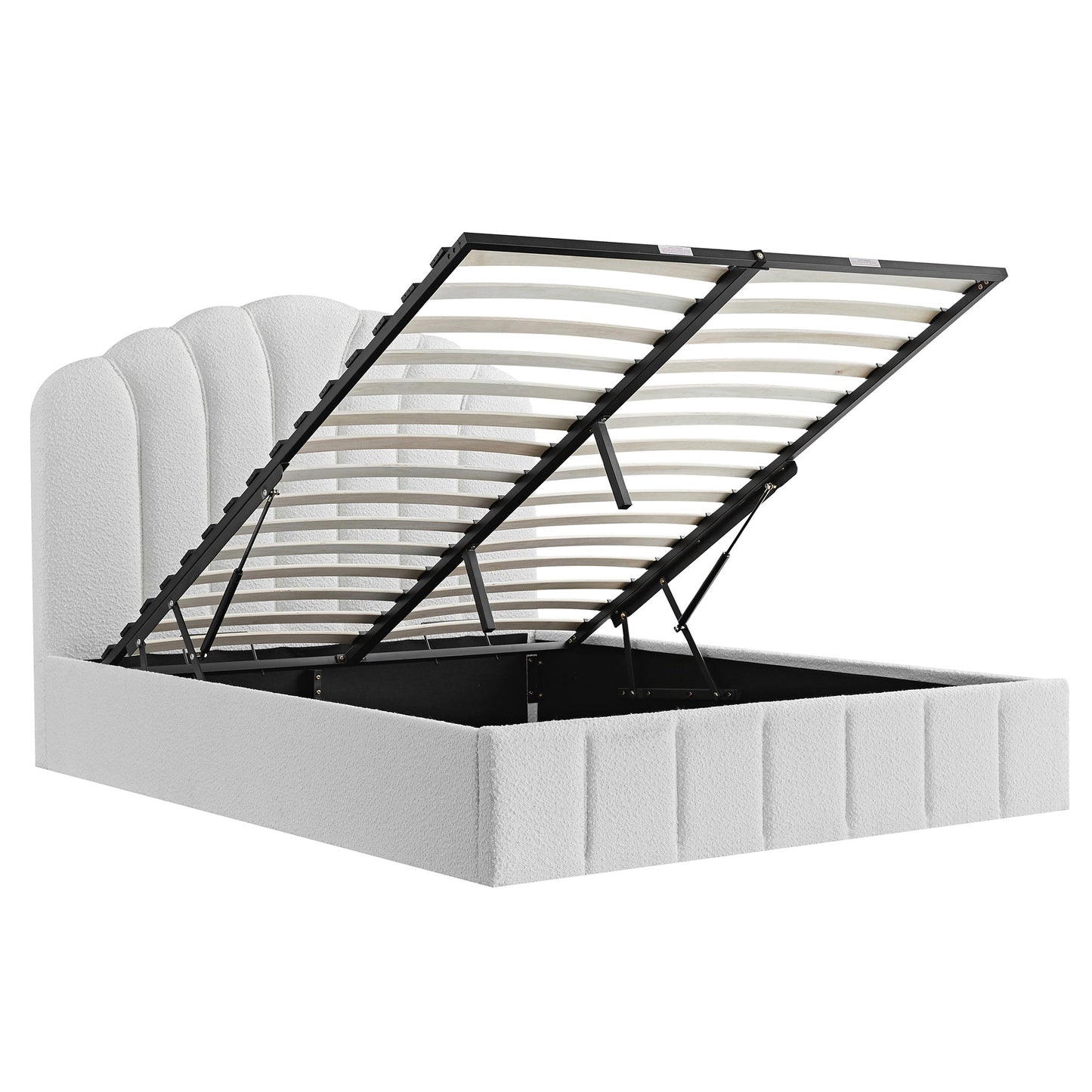 Lit coffre ottoman Hana, boucle écrue