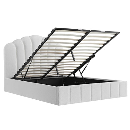 Lit coffre ottoman Hana, boucle écrue