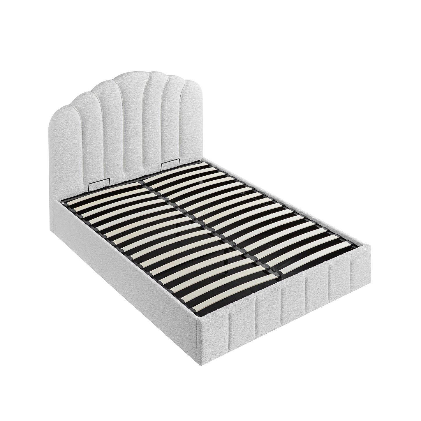 Lit coffre ottoman Hana, boucle écrue