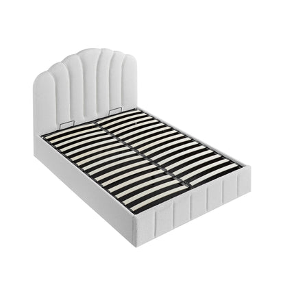 Lit coffre ottoman Hana, boucle écrue