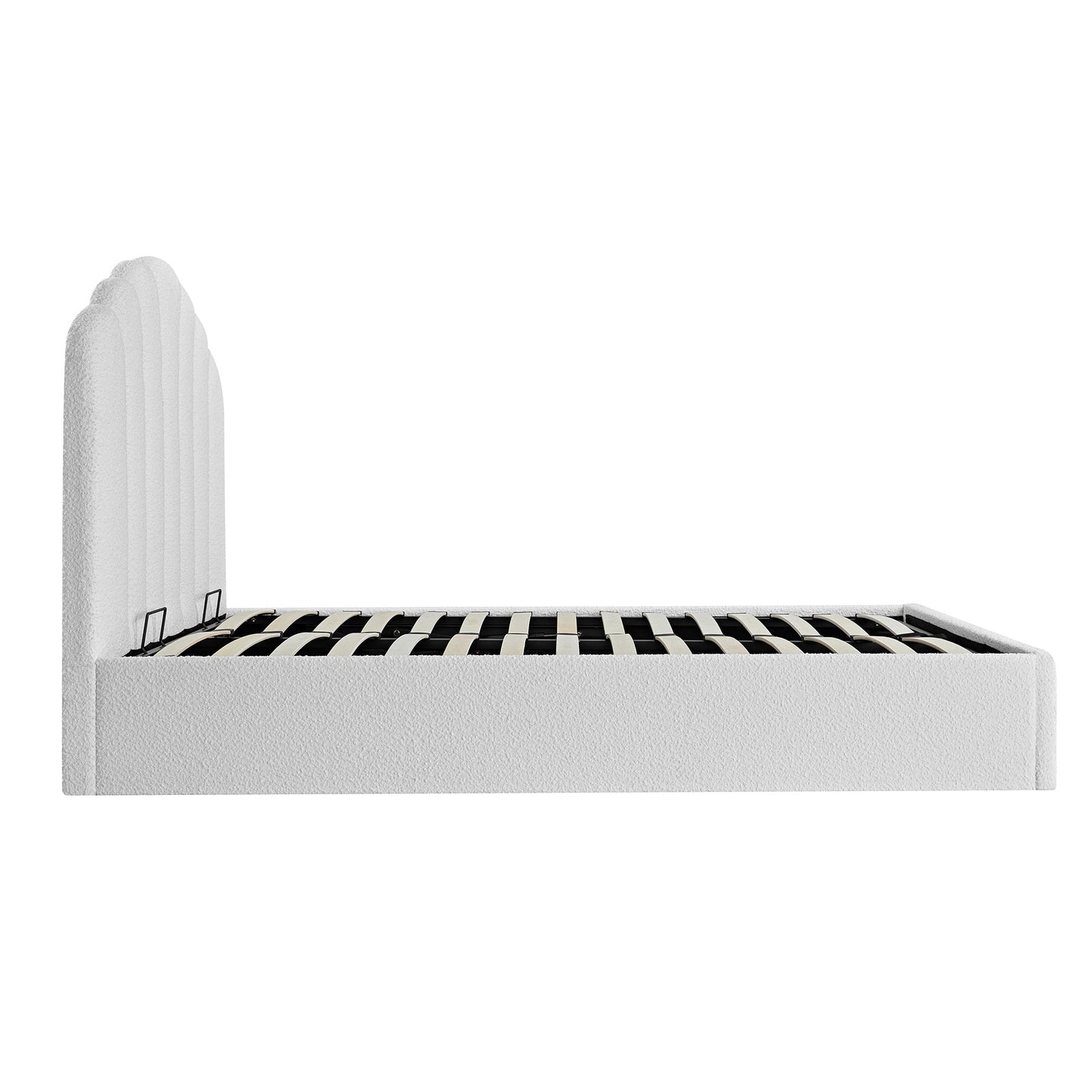 Lit coffre ottoman Hana, boucle écrue