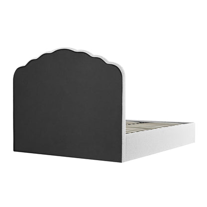 Lit coffre ottoman Hana, boucle écrue