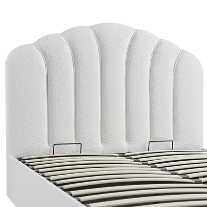 Lit coffre ottoman Hana, boucle écrue