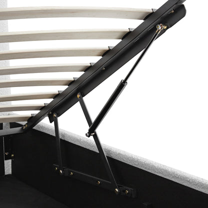 Lit coffre ottoman Hana, boucle écrue