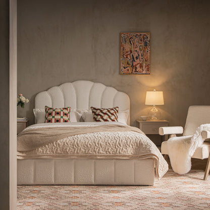 Lit coffre ottoman Hana, boucle écrue