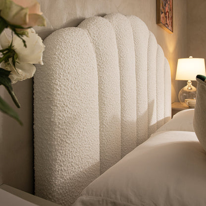 Lit coffre ottoman Hana, boucle écrue