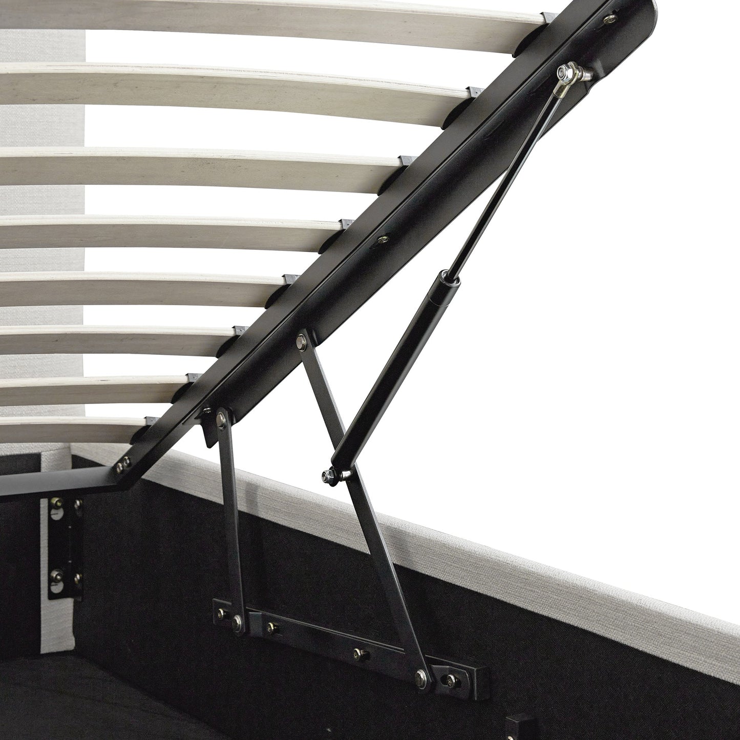 Lit coffre ottoman Hana, tissu tissé ivoire