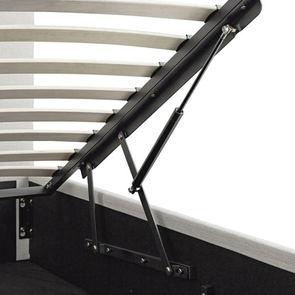 Lit coffre ottoman Hana, tissu tissé ivoire