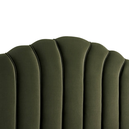 Lit coffre ottoman Hana, velours vert mousse