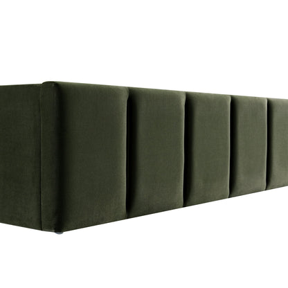 Lit coffre ottoman Hana, velours vert mousse