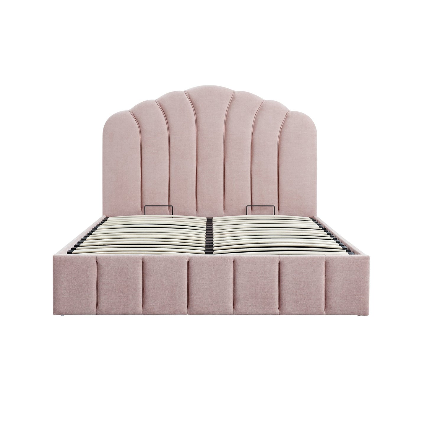 Lit coffre ottoman Hana, chenille rose pétale