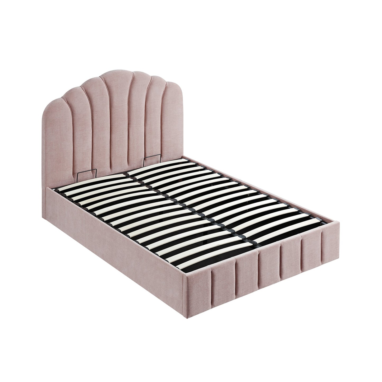 Lit coffre ottoman Hana, chenille rose pétale