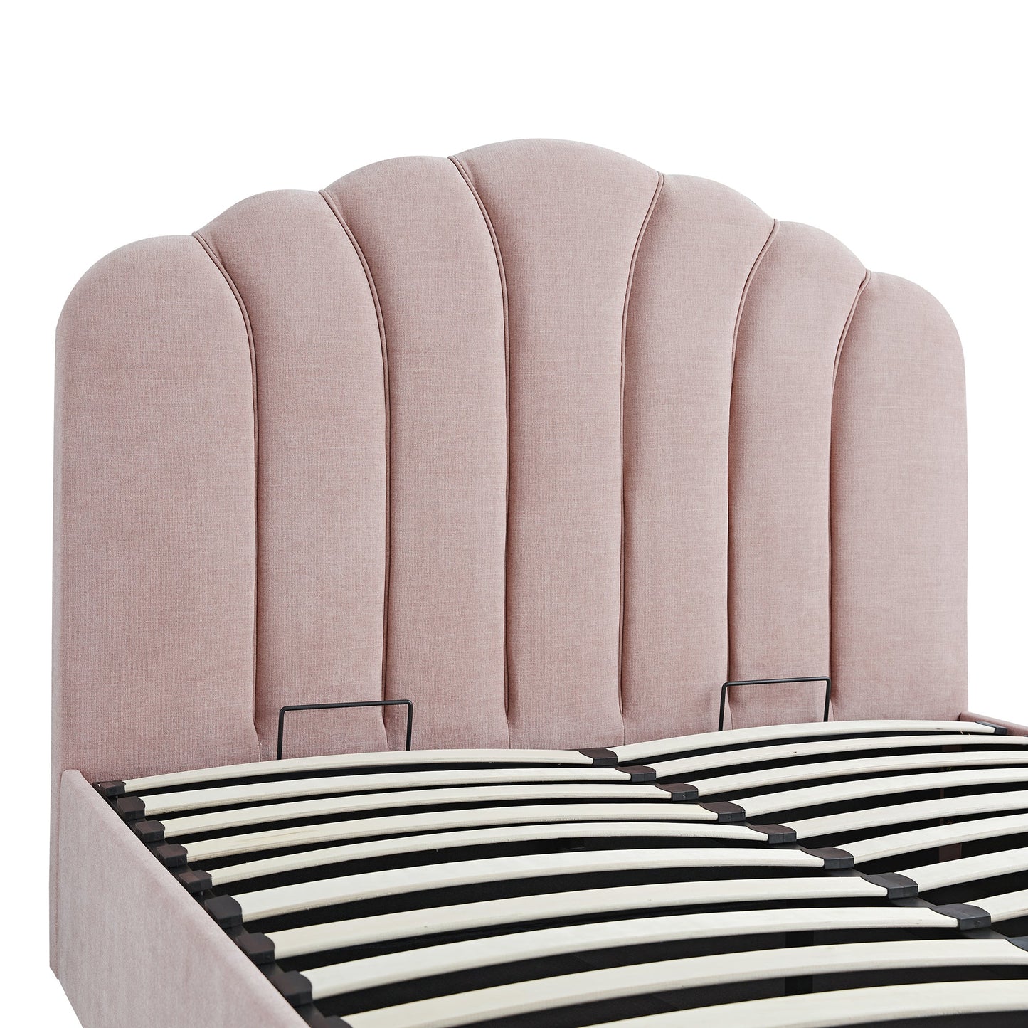 Lit coffre ottoman Hana, chenille rose pétale