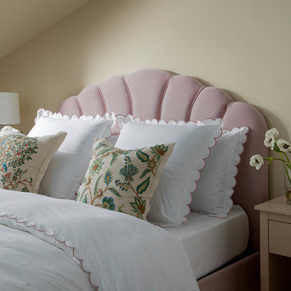 Lit coffre ottoman Hana, chenille rose pétale