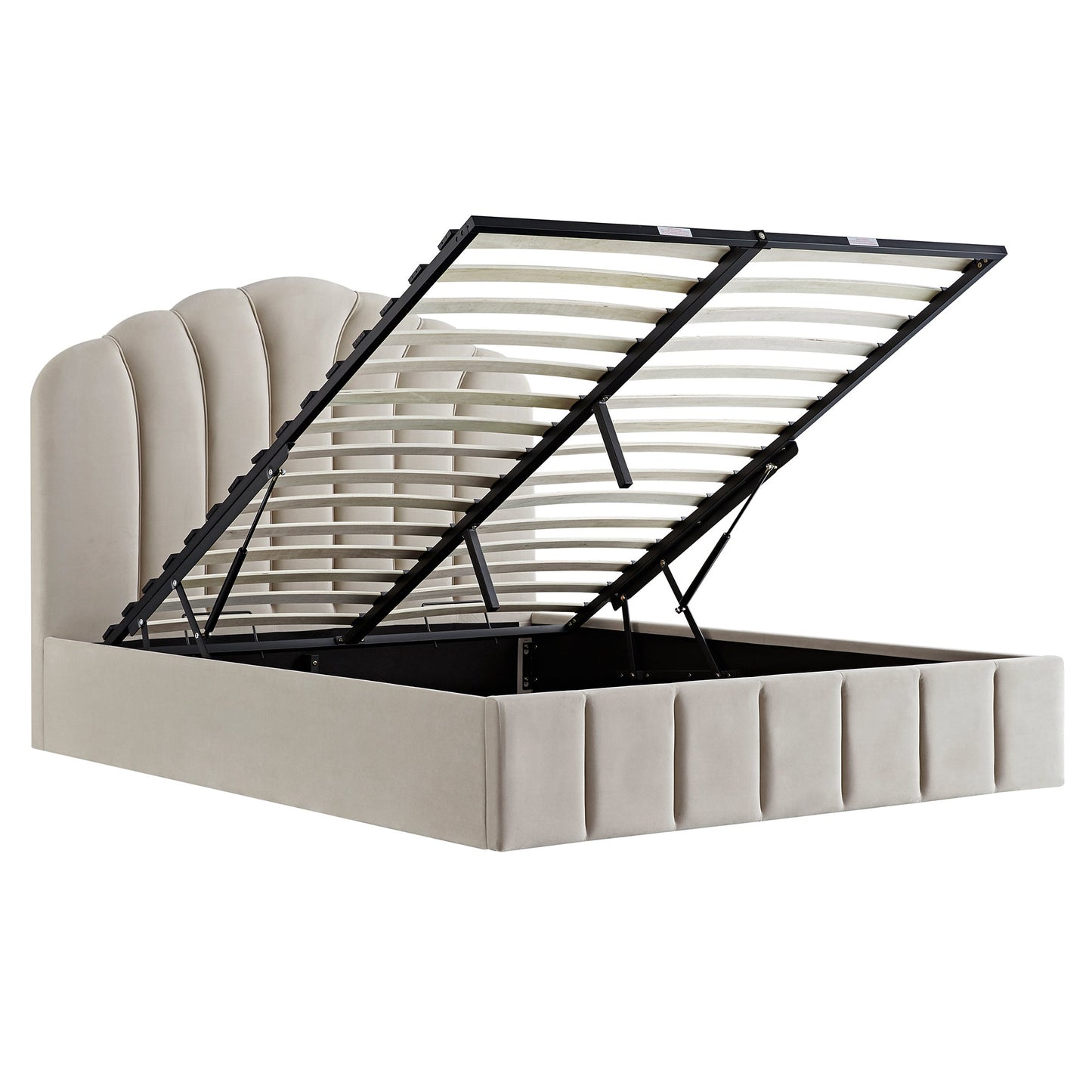 Lit coffre ottoman Hana, velours pierre chaud