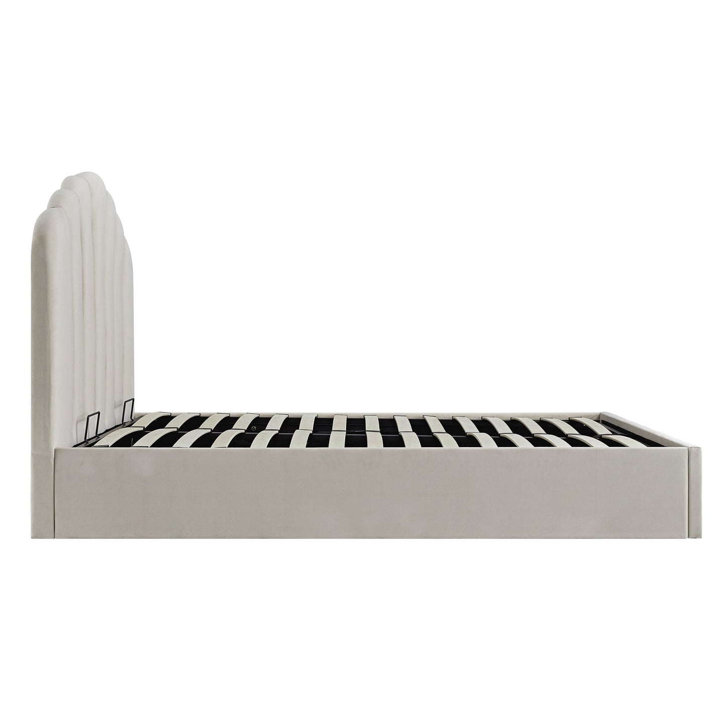 Lit coffre ottoman Hana, velours pierre chaud