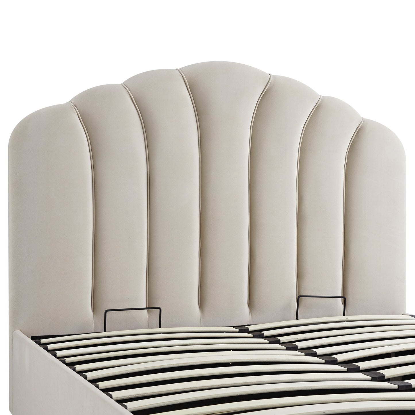 Lit coffre ottoman Hana, velours pierre chaud