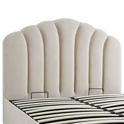 Lit coffre ottoman Hana, velours pierre chaud